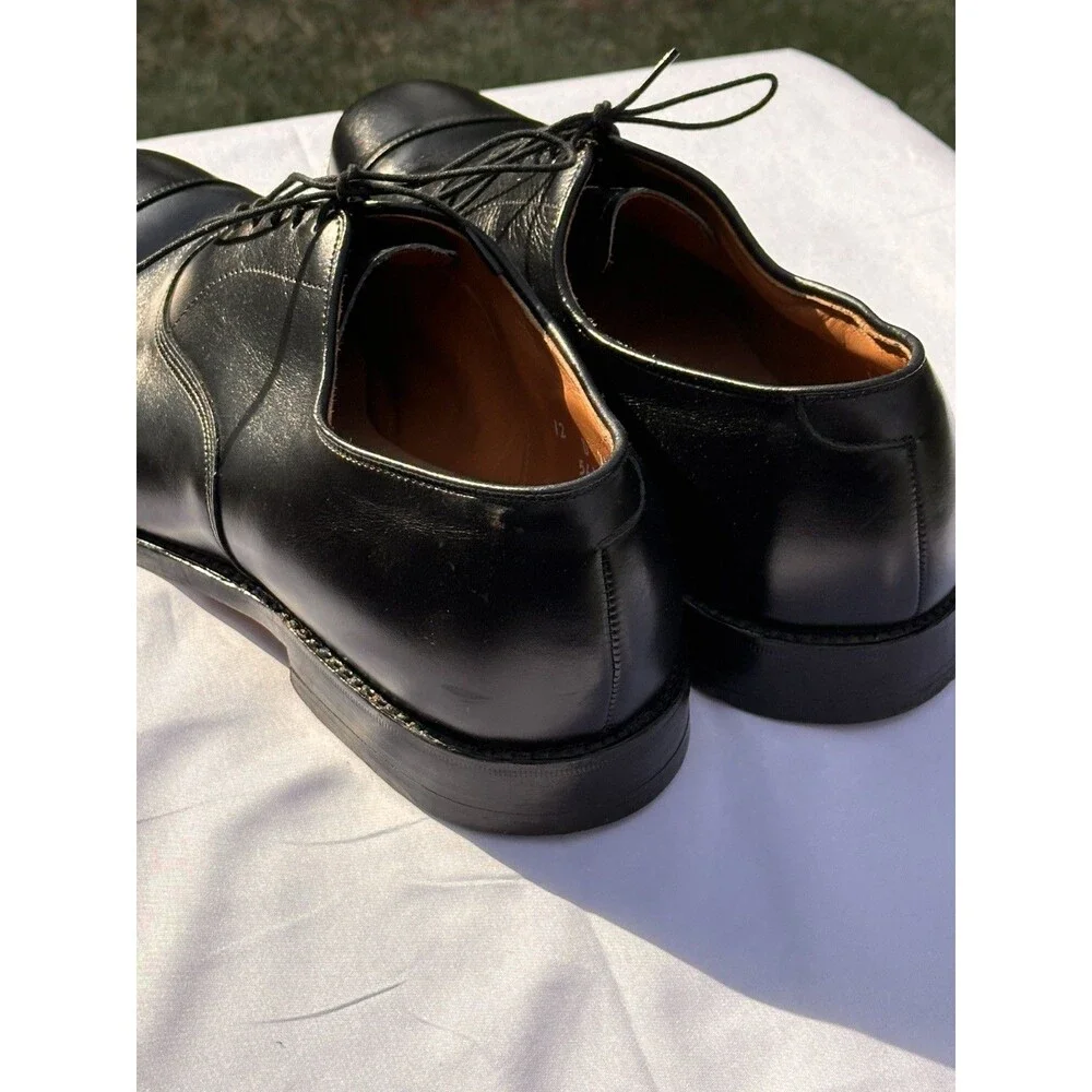 12 D Allen Edmonds Park Avenue Black Cap Toe Dress Shoes
